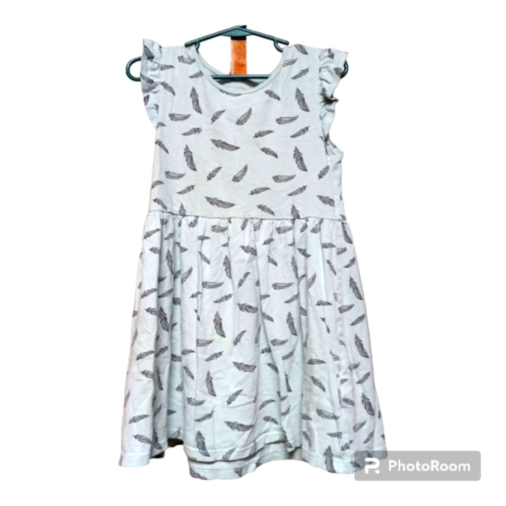 H&M Light Blue With Feathers T-Shirt Dress Girls 4-6